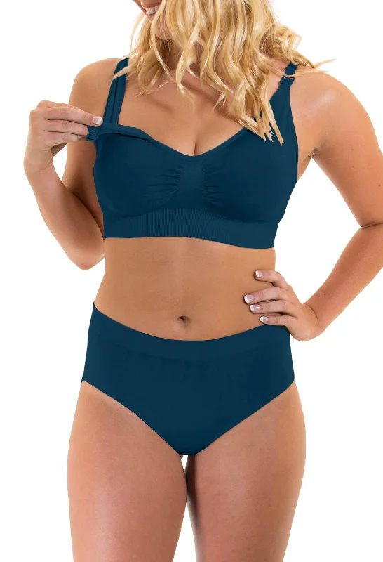 Blue Bamboo Nursing Bra + High Cut Undies Set