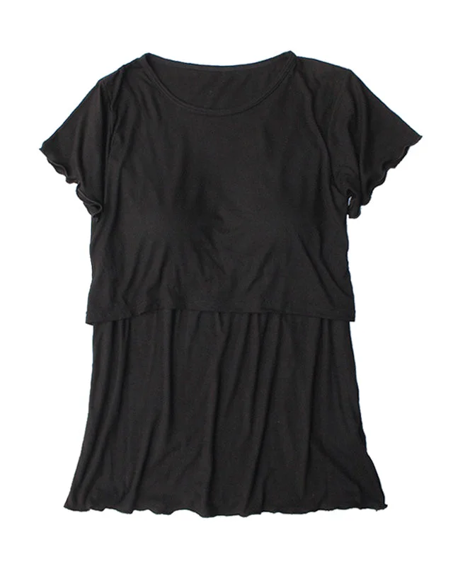 Kayla Lift-Up Nursing Tee in Black