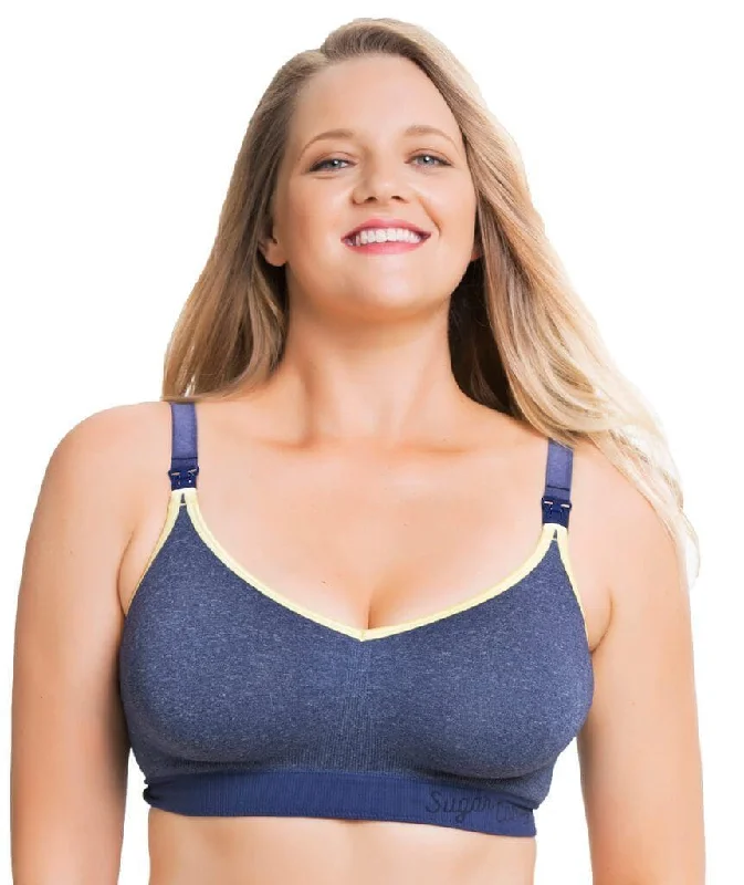 Sugar Candy Crush Fuller Bust Seamless F-HH Cup Wire-free Nursing Bra - Denim