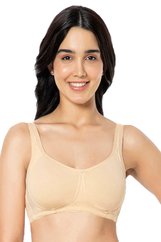 Cotton Super Support Solid Non Padded Non-Wired Bra - Hazelnut