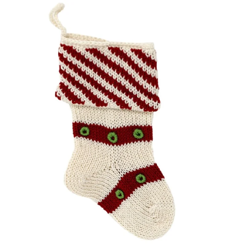 Mini Diagonal Stripe Cuff Stocking in Ecru