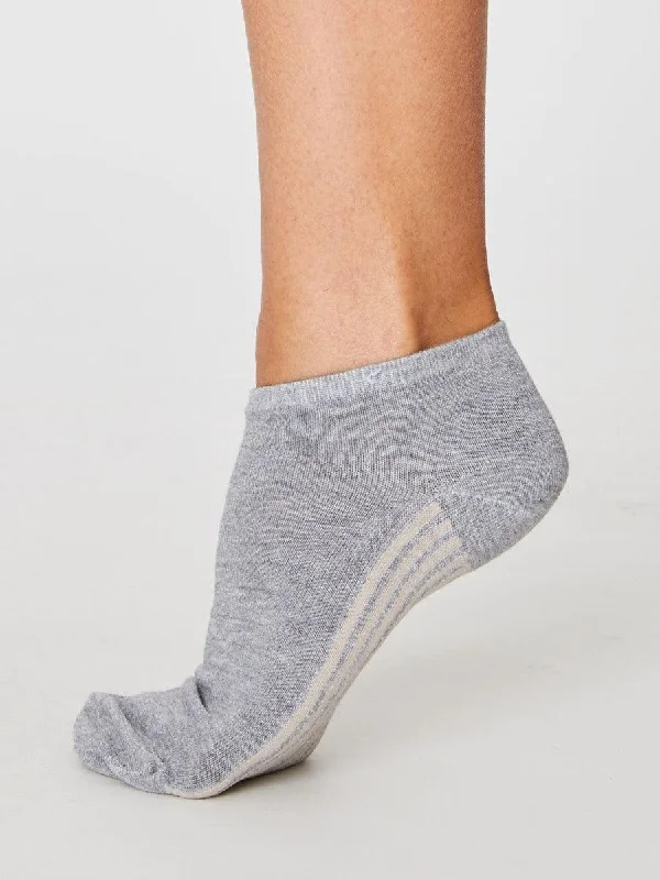 Solid Jane Trainer Socks - Mid Grey Marle