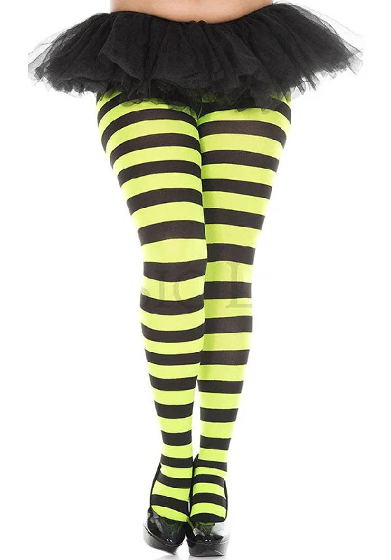 Wide Striped [Black/Neon Green] | TIGHTS