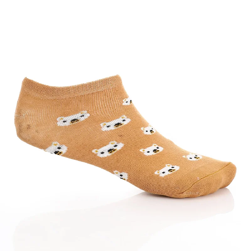 Women Socket Socks with Printed-Cacao