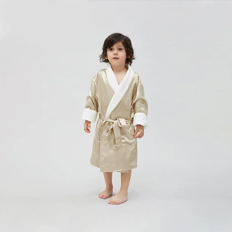 Kid's Silk and Velvet Reversible Robe for Winter